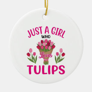 Adorno De Cerámica solo una chica que ama los tulipanes, regalo para