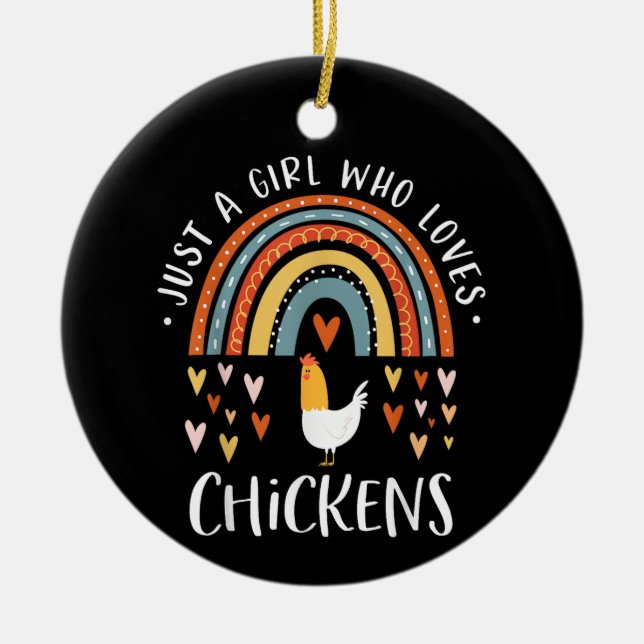 Adorno De Cerámica Solo Una Chica Que Ama Pollos Regalos Arcoiris Pol (Frente)