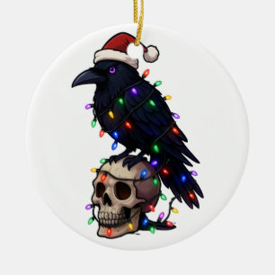 Adorno De Cerámica Sombrero de Santa Cuervo Gótico Luces de Navidad O