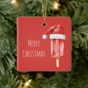Adorno De Cerámica Sombrero de Santa Popsicle de Navidad