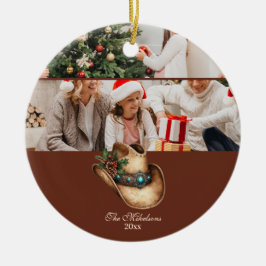 Adorno De Cerámica Sombrero de vaquero occidental de Navidad