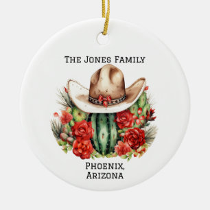 Adorno De Cerámica Sombrero de vaquero personalizado de Navidad Count
