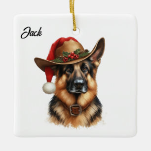 Adorno De Cerámica Sombrero de vaquero personalizado para perro pasto
