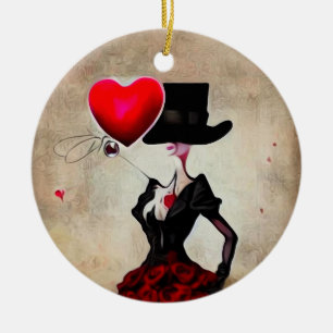 Adorno De Cerámica Sombrero superior surrealista de vintage