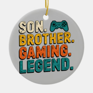 Adorno De Cerámica Son Brother Gamer Leyenda Retro Gaming Navidades