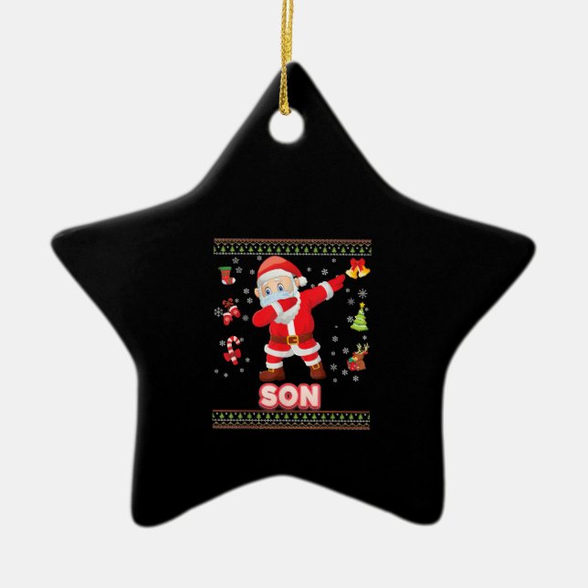 Adorno De Cerámica Son Christ-Mask Dabbing Santa Mask Feliz Navidad (Frente)