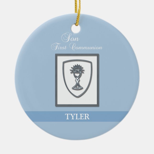 Adorno De Cerámica Son, primer cáliz plateado de la comunión (Frente)