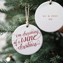 Adorno De Cerámica Soñando con Navidades de vino | Blanco y rojo