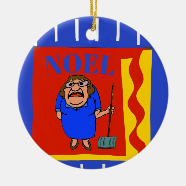 Adorno De Cerámica Sonido de nieve, Noel, añadir, editar texto (Frente)