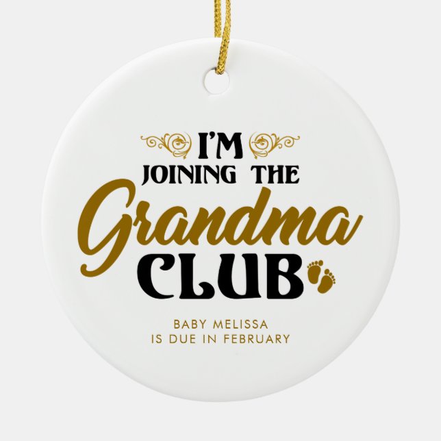 Adorno De Cerámica Sonograma Invitación de embarazo Abuela Keepsake (Frente)