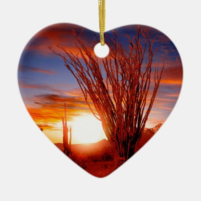 Adorno De Cerámica Sonora Arizona del Ocotillo de los desiertos (Frente)