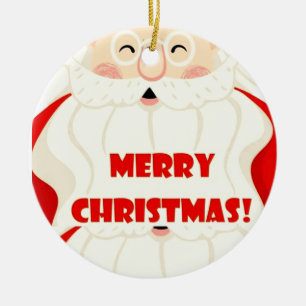 Adorno De Cerámica Sonriente Santa Claus cabeza y rostro escandinavo