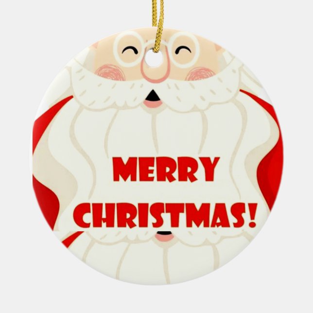 Adorno De Cerámica Sonriente Santa Claus cabeza y rostro escandinavo (Frente)