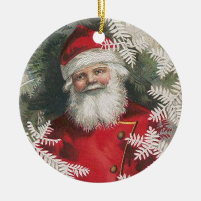 Adorno De Cerámica Sonriente Santa Ornament (Frente)