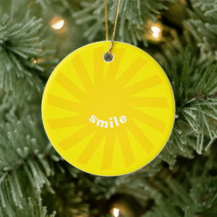 Adorno De Cerámica Sonrisa sol amarillo brillante alegre diversión mo