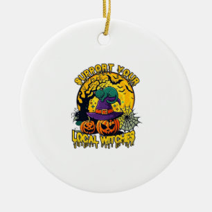 Adorno De Cerámica Soporte a las Brujas Locales Halloween Gato Sombre