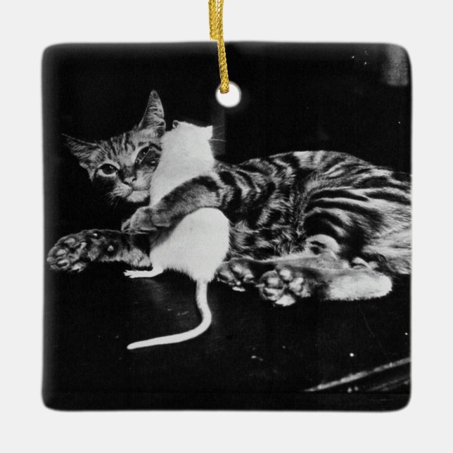 Adorno De Cerámica Sorprendente amistad - Cat Minnie y Mike Mouse (Anverso)