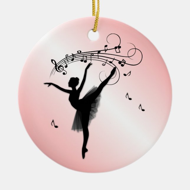 Adorno De Cerámica Sorprendente bailarina bailando con música rosa (Frente)