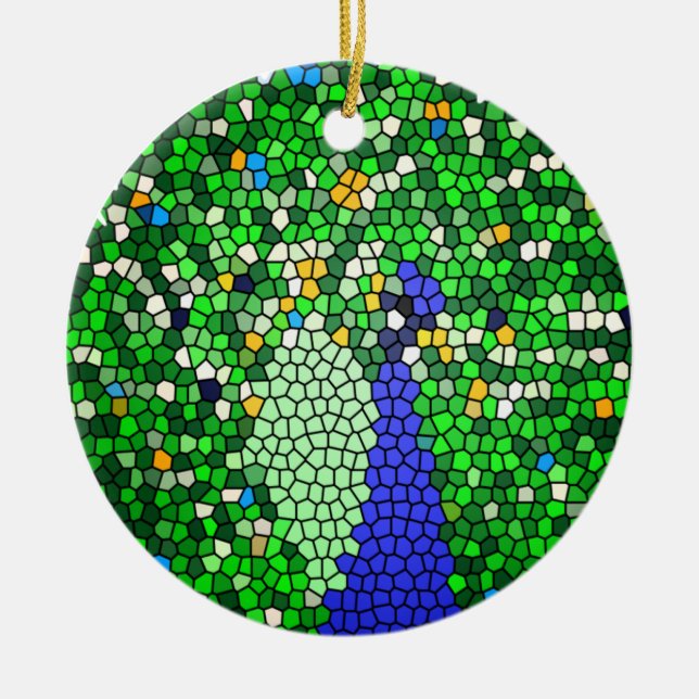 Adorno De Cerámica Sorprendentes regalos de arte en mosaico Peacock p (Frente)