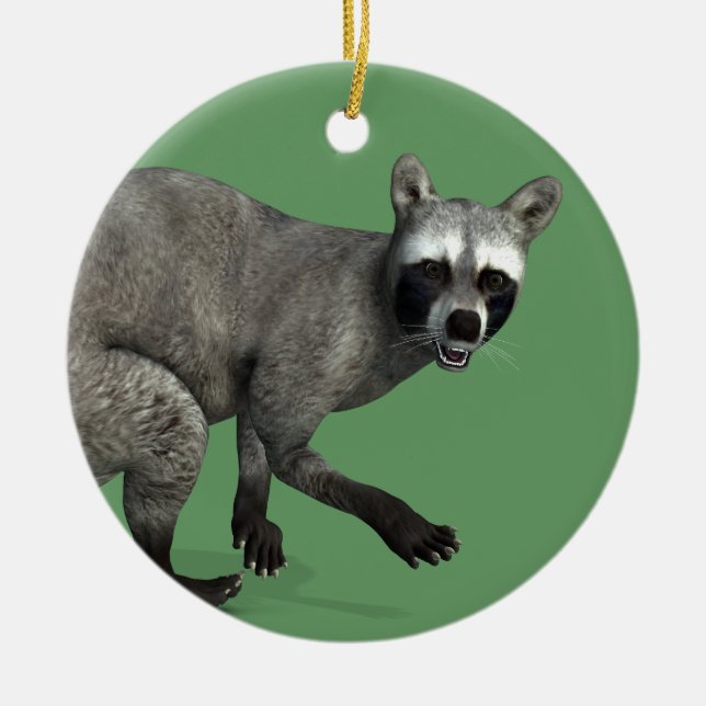 Adorno De Cerámica Sorprendido Raccoon (Frente)