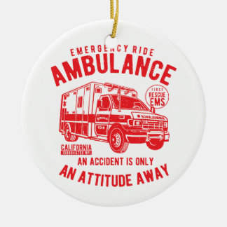 Adorno De Cerámica SOS Emergency Ride Ambulance EMS Rescue