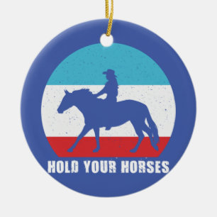Adorno De Cerámica Sostén tus caballos chica de equitación retro vint