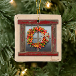 Adorno De Cerámica Southwest Festive Chile Wreath Window Personalized