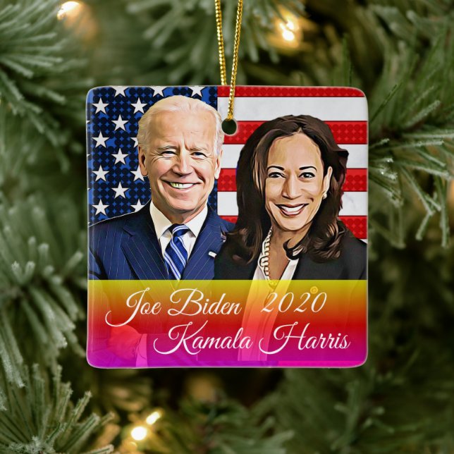 Adorno De Cerámica Souvenir Biden y Harris Keepsake 2020 (Árbol)