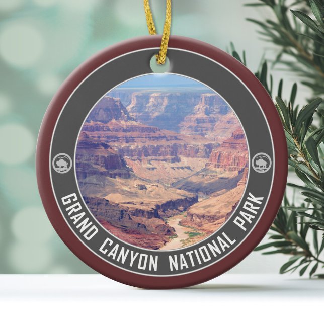 Adorno De Cerámica Souvenir del parque nacional del Gran Cañón (Personalized Christmas Photo Ornament)