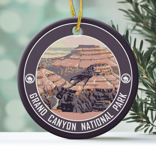 Adorno De Cerámica Souvenir del parque nacional del Gran Cañón (Personalized Christmas Photo Ornament)
