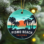 Adorno De Cerámica Souvenirs Retro Sunset de Pismo Beach California d<br><div class="desc">Diseño de Pismo Beach California Tropical Retro Sunset. Sumérjase en la nostalgia de Pismo Beach con nuestro recuerdo vintage, diseñado específicamente para los turistas de veraneo. Este diseño, que recuerda a una época pasada, resume la tranquilidad y la belleza de la cala, y sirve como un delicioso recordatorio de su...</div>