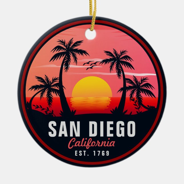 Adorno De Cerámica Souvenirs Retro Sunset de San Diego California de  (Frente)
