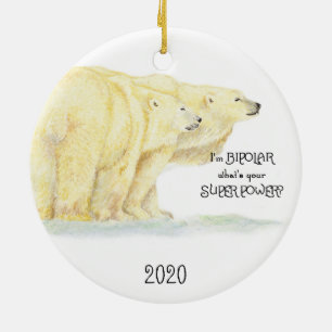 Adorno De Cerámica Soy bipolar, ¿cuál es tu diversión del oso polar s