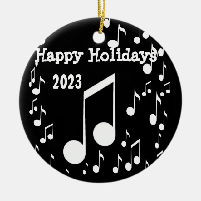 Adorno De Cerámica Soy Música, Felices Fiestas. (Frente)