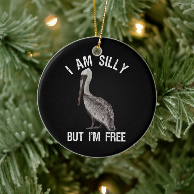 Adorno De Cerámica Soy tonto pero soy un tonto amante pelícano. (Árbol)