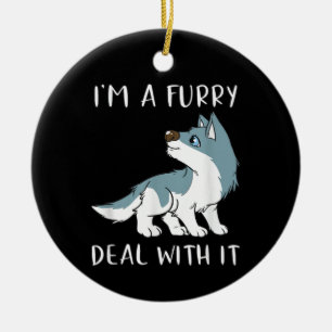 Adorno De Cerámica Soy un peludo trato con eso Cute Furry Fandom Disf