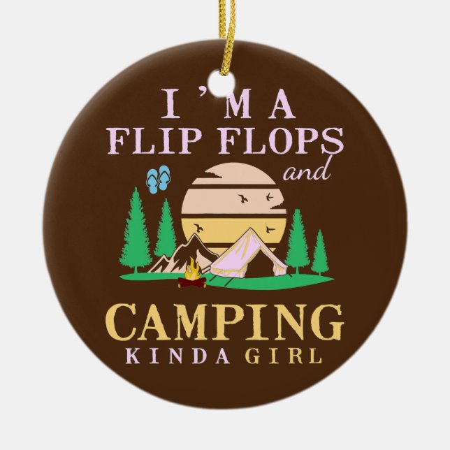Adorno De Cerámica Soy una Chica de Flip Flops y Camping (Frente)