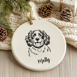 Adorno De Cerámica Spaniel de Navidad Personalizado