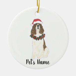 Adorno De Cerámica Spaniel de Springer inglés de Navidad con manchas 