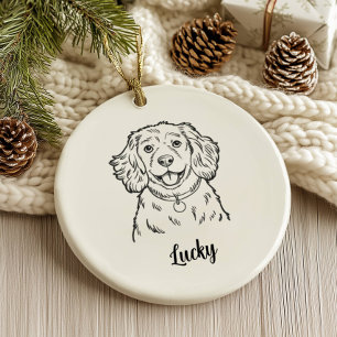 Adorno De Cerámica Spaniel Perro Navidad Personalizado