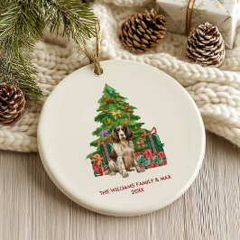 Adorno De Cerámica Spaniel Personalizado Navidad