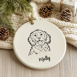 Adorno De Cerámica Spaniel Personalizado Perro Navidad