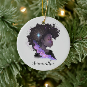Adorno De Cerámica Sparkling Afro Woman