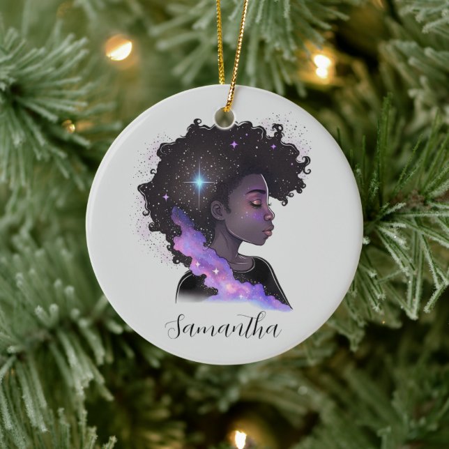Adorno De Cerámica Sparkling Afro Woman (Árbol)