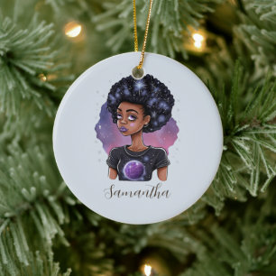 Adorno De Cerámica Sparkling Elegant Afro Woman
