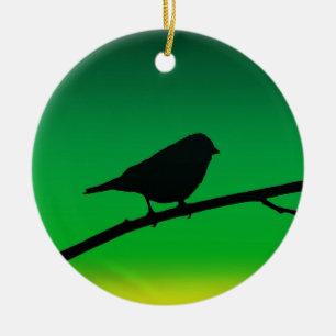 Adorno De Cerámica Sparrow Silhouette On Limonene