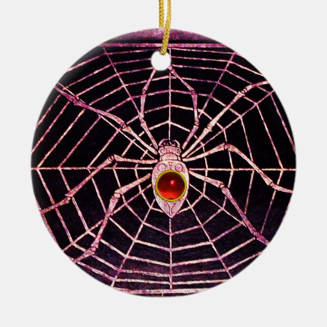 Adorno De Cerámica SPIDER AND WEB Red Ruby Black (Frente)