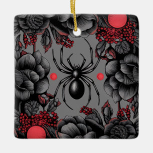 Adorno De Cerámica Spider Floral diseño estilo gótico