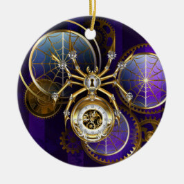 Adorno De Cerámica Spider Steampunk sobre fondo morado