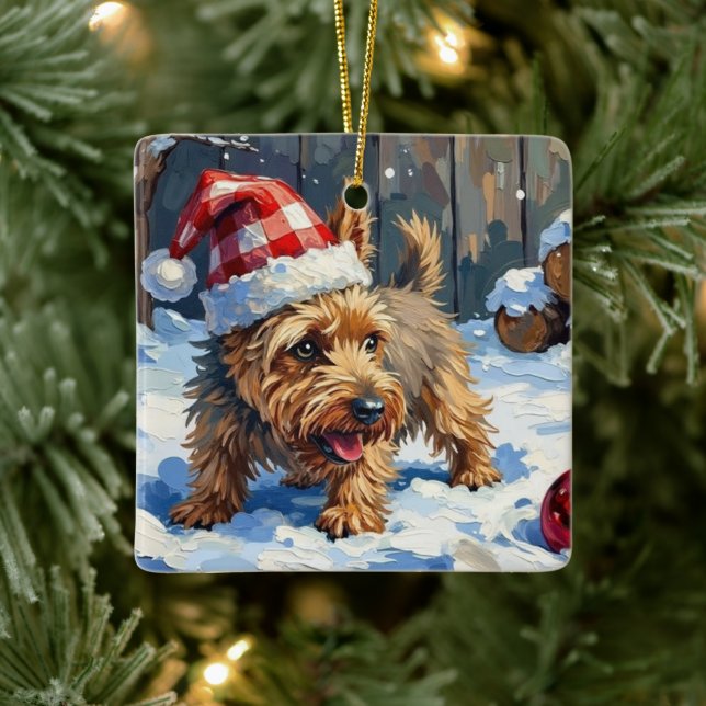 Adorno De Cerámica Spirited Cairn Terrier Dog Digging for Christmas T (Árbol)
